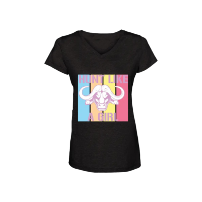 Sniper Ladies T-Shirts Hunt like a Girl - Black Melange